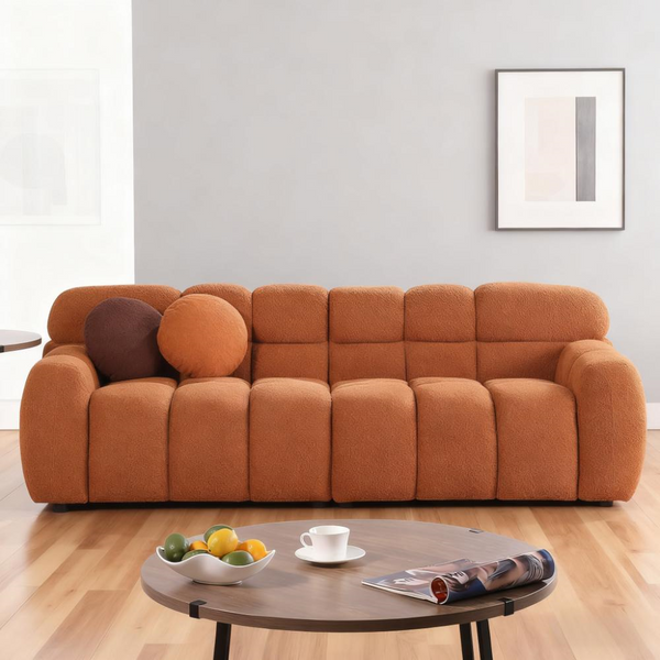 86.5" Cozy Modern Boucle/Sherpa Tufted 3-Seater Cloud Sofa